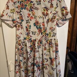 Topshop Floral Print Fit & Flare Dress Short Sleeve Skater Babydoll Size US 10